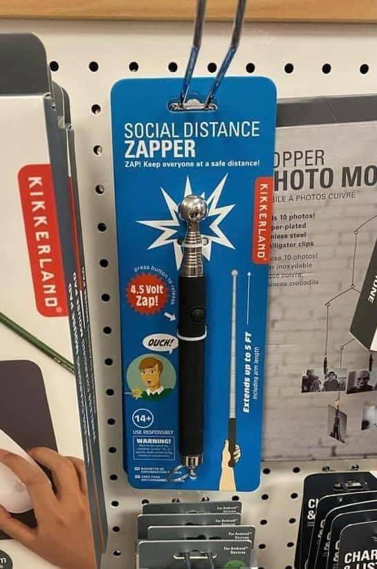 banner - Social Distance Zapper Zap! Koop everyone at a sale distance! Dpper Hoto Mo Bile A Photos Cuivre Kikkerland Kikkerland Is 10 photos! per plated nless steel Alligator clips Os 10 photos inoxydable piens butter Incos crocodile 4.5 Volt Zap! aless I