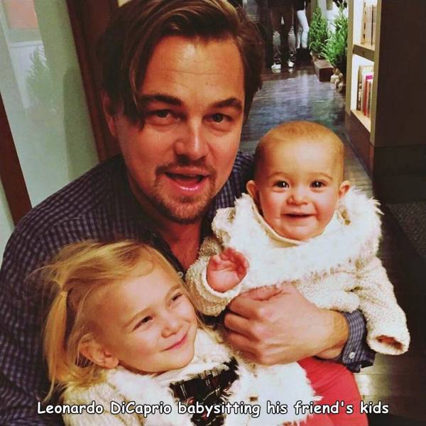 leonardo dicaprio and kids - Leonardo DiCaprio babysitting his friend's kids