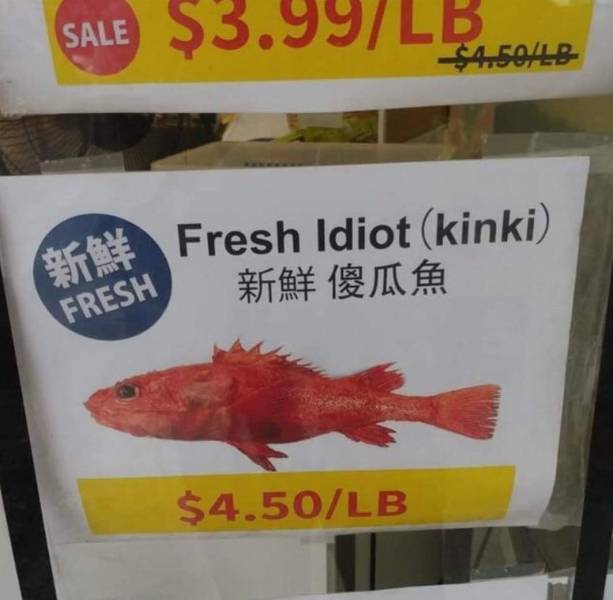 fish - Sale 93.99Lb $4588 Fresh Idiot kinki Fresh S4.50Lb