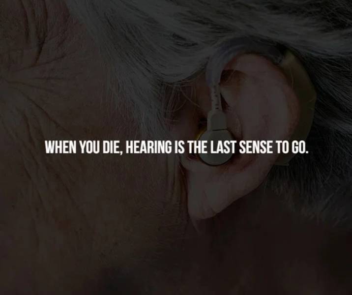 ear - When You Die, Hearing Is The Last Sense To Go.