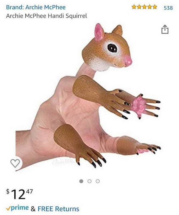 weird things to buy on amazon - 538 Brand Archie McPhee Archie McPhee Handi Squirrel $127 vprime & Free Returns