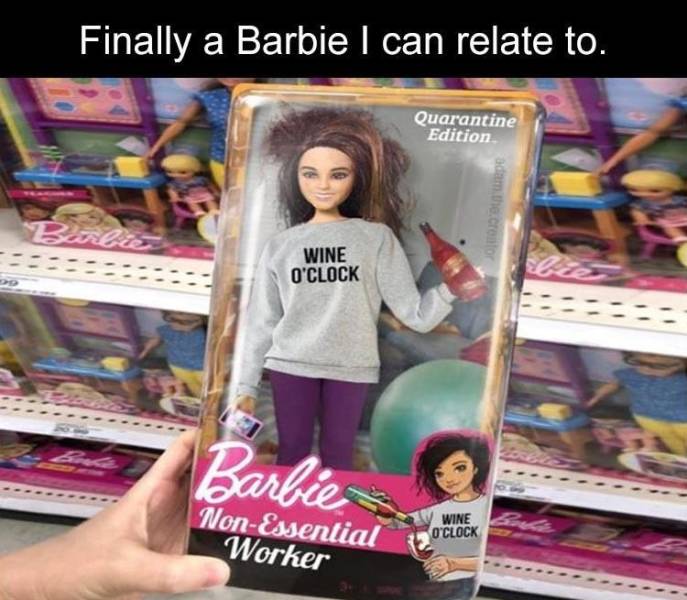 barbie wine o clock - Finally a Barbie I can relate to. Quarantine Edition adam the contor Bare Wine O'Clock Barbie NonEssential Worker Wine O'Clock