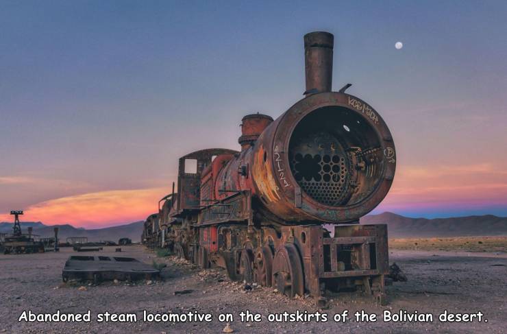 end of the line train - !! Abandoned steam locomotive on the outskirts of the Bolivian desert.
