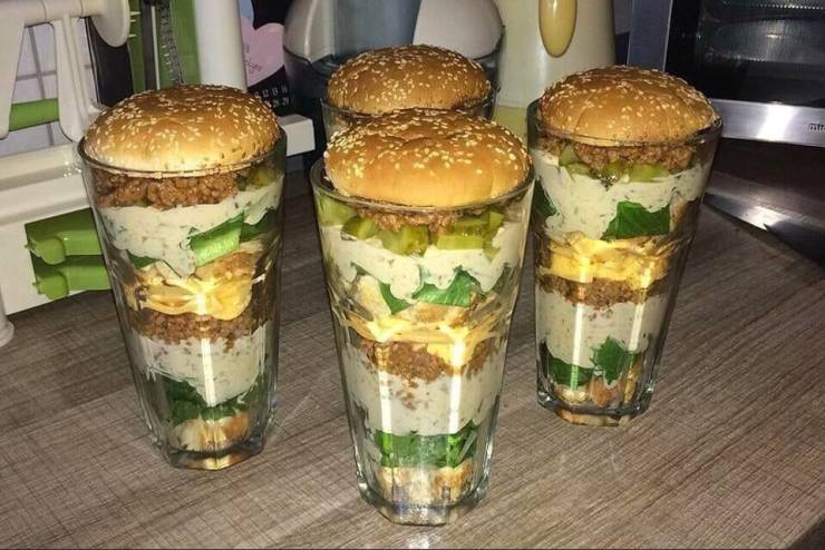 cool pics - mcdonald's big mac salad in glasses in europe