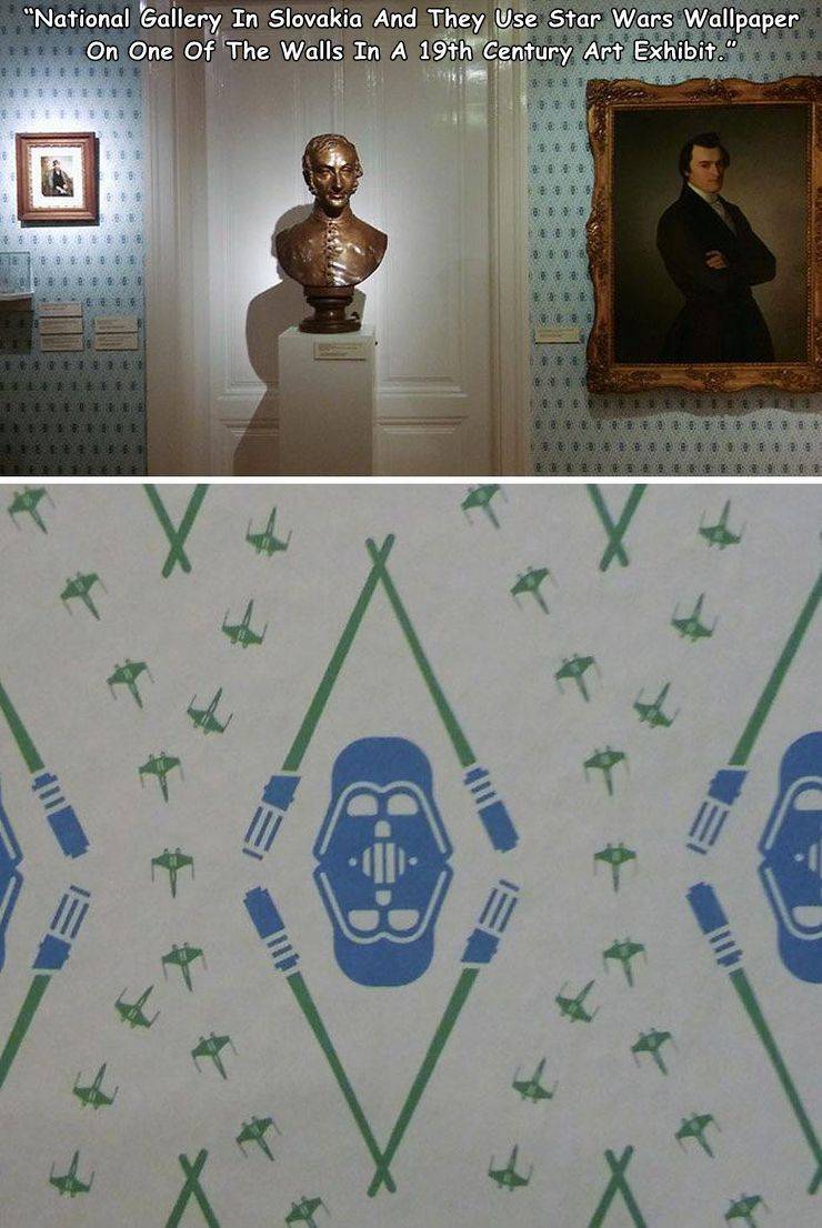cool pics - museum using star wars themed wallpaper