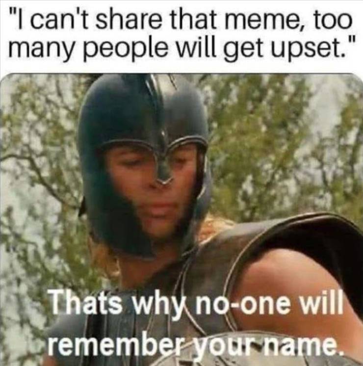classy memes - "I can't that meme, too many people will get upset." Thats why noone will remember your name.
