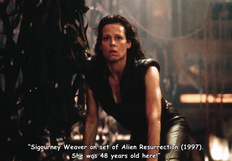 sigourney weaver alien resurrection - "Sigourney Weaver on set of Alien Resurrection 1997. She was 48 years old here!"
