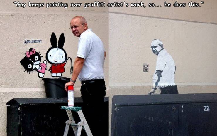 graffiti removal guy comes back to discover - "Guy keeps painting over graffiti artist's work, So... he does this." Uitv! 22