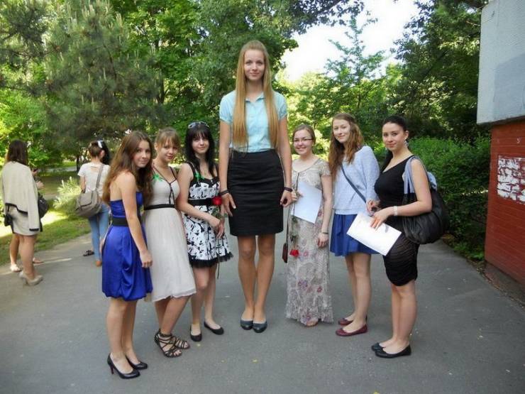 tall girl with friends -