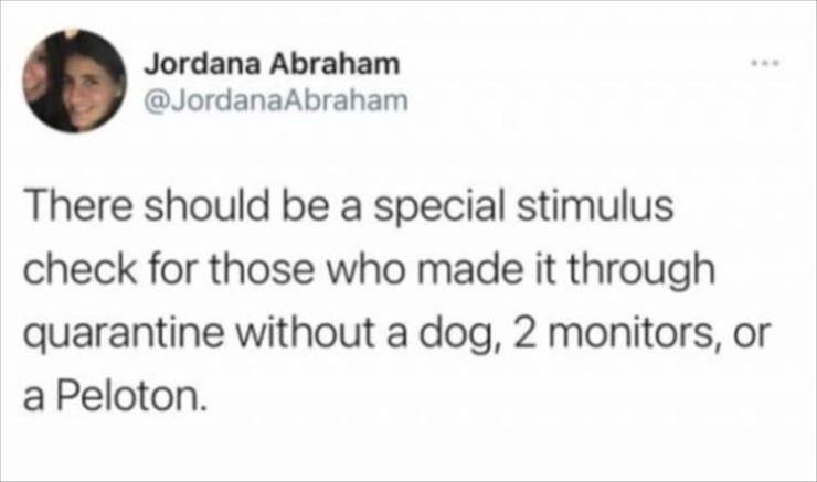 ireland potatoes meme - Jordana Abraham There should be a special stimulus check for those who made it through quarantine without a dog, 2 monitors, or a Peloton.