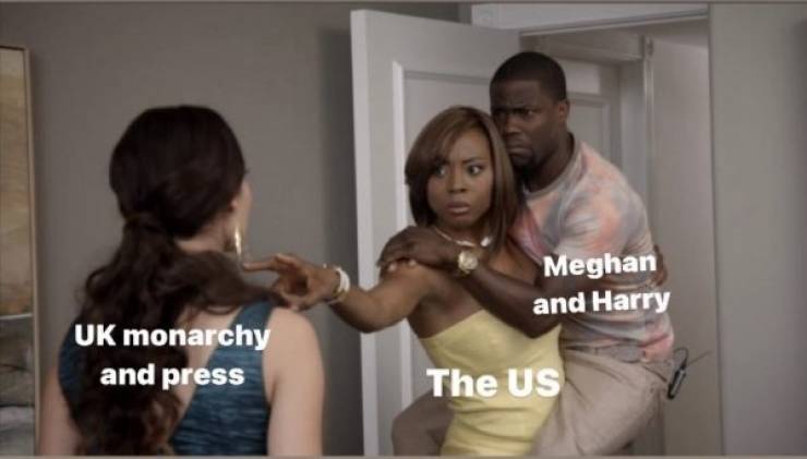 prince-harry-meghan-markle-oprah-interview-memes-kevin hart protection meme - Meghan and Harry Uk monarchy and press The Us