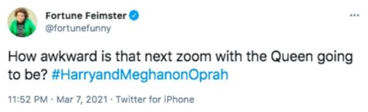 prince-harry-meghan-markle-oprah-interview-memes-remove the first and last letter from your name - Fortune Feimster How awkward is that next zoom with the Queen going to be? Meghanon Oprah . Twitter for iPhone