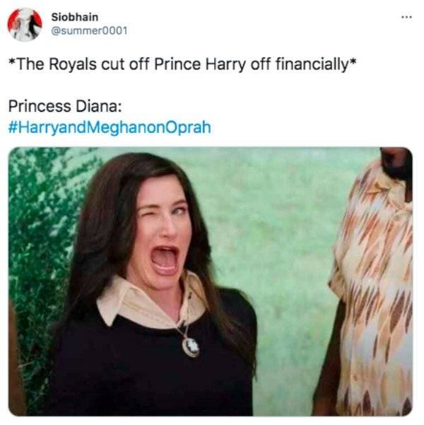 prince-harry-meghan-markle-oprah-interview-memes-agnes wandavision meme - Siobhain The Royals cut off Prince Harry off financially Princess Diana MeghanonOprah