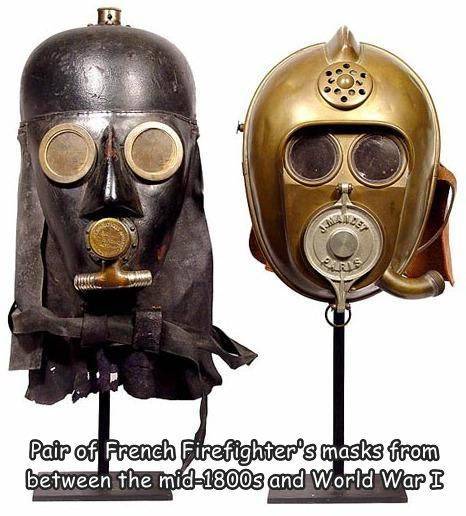 cool pics and random photos - 19th century firefighters - De Pair of French Firefighter's masks from between the mid1800s and World War I