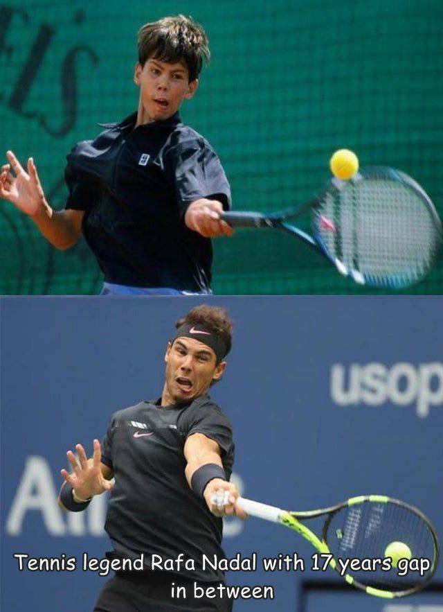 nadal 2002 2019 - Is usop A Tennis legend Rafa Nadal with 17 years gap in between