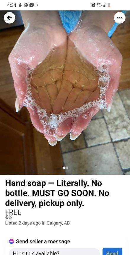 cool random pics - jaw - ... Hand soap Literally. No bottle. Must Go Soon. No delivery, pickup only. Free $ Listed 2 days ago in Calgary, Ab Send seller a message Hi, is this available? Send