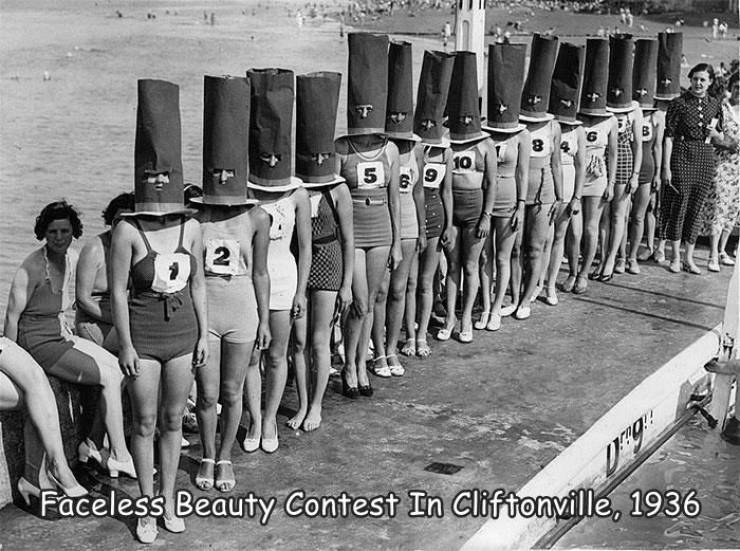 weird pictures from the past - T 84 10 5 Faceless Beauty Contest In Cliftonville, 1936