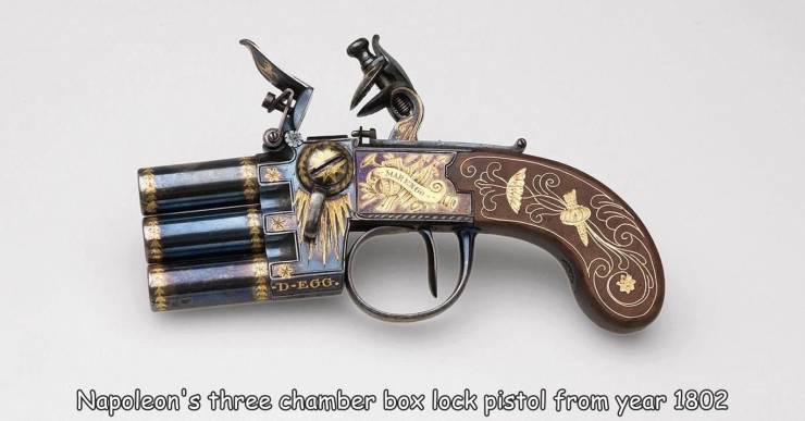 flintlock pistol napoleon bonaparte - Samling S DEgg. Napoleon's three chamber box lock pistol from year 1802