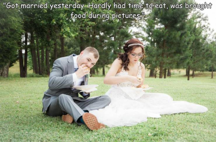 photograph - "Got married yesterday. Hardly had time to eat, was brought food during pictures."