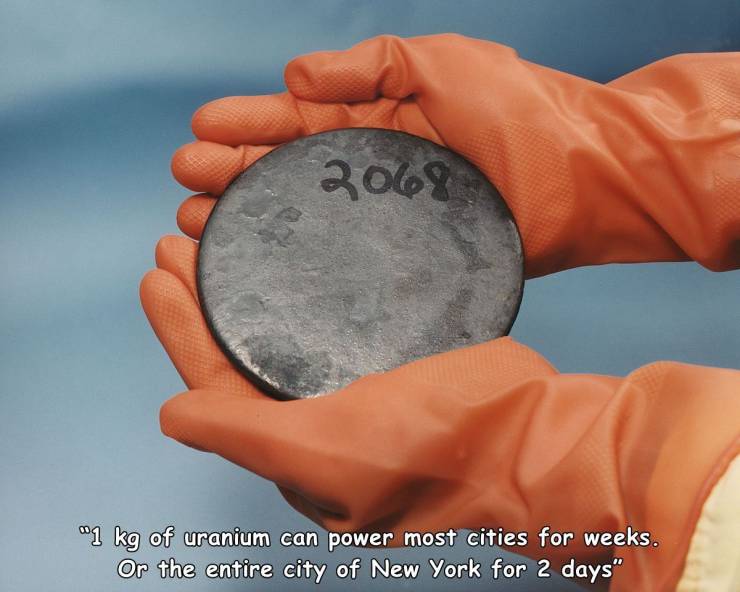 uranium 235 - 2069 "1 kg of uranium can power most cities for weeks. Or the entire city of New York for 2 days"