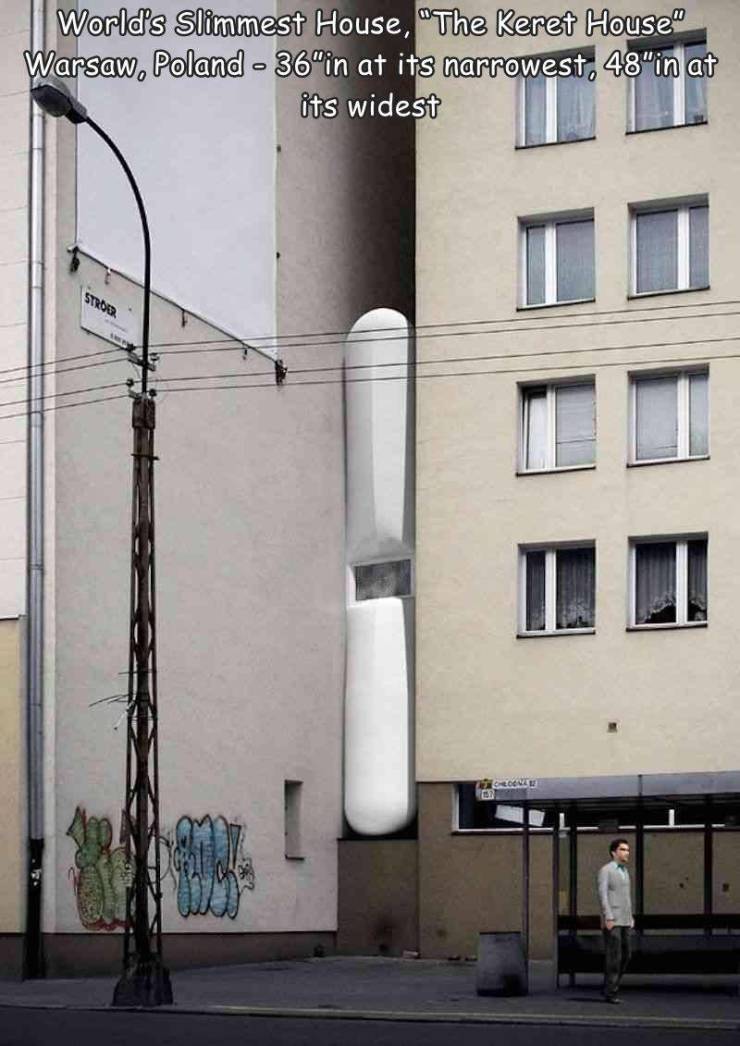 narrowest house in the world - World's Slimmest House, "The Keret House" Warsaw, Poland 36"in at its narrowest, 48in at its widest Strba Cover