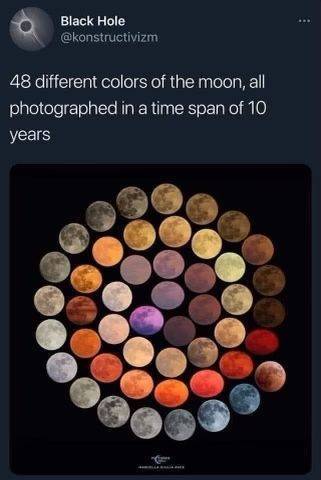 48 colors of the moon - Black Hole 48 different colors of the moon, all photographed in a time span of 10 years