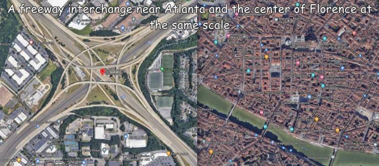 amazing images - suburb - A freeway interchange near Atlanta and the center of Florence at con the same scale Bed Mos M Foon Tur Hi re Te Sm Th Wood Una Anim Files ons . de Na artugal Data stre regues Pd Pilte Fetish Part A w