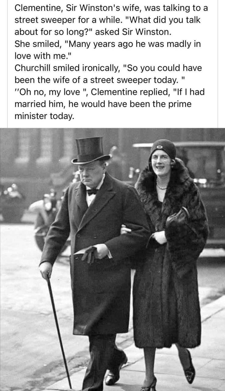 amazing images - viscount gage chips channon - Clementine, Sir Winston's wife, was talking to a street sweeper for a while.