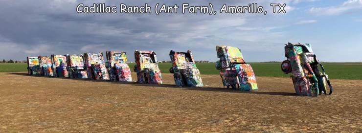 funny photos - field - Cadillac Ranch Ant Farm. Amarillo, Tx So