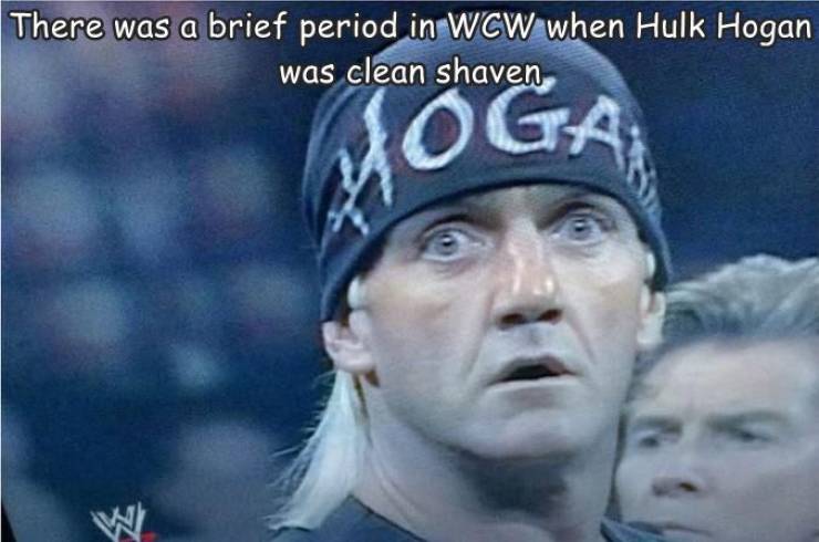 fun pics - fun randoms - hollywood hogan debut - There was a brief period in wcw when Hulk Hogan was clean shaven Joga W