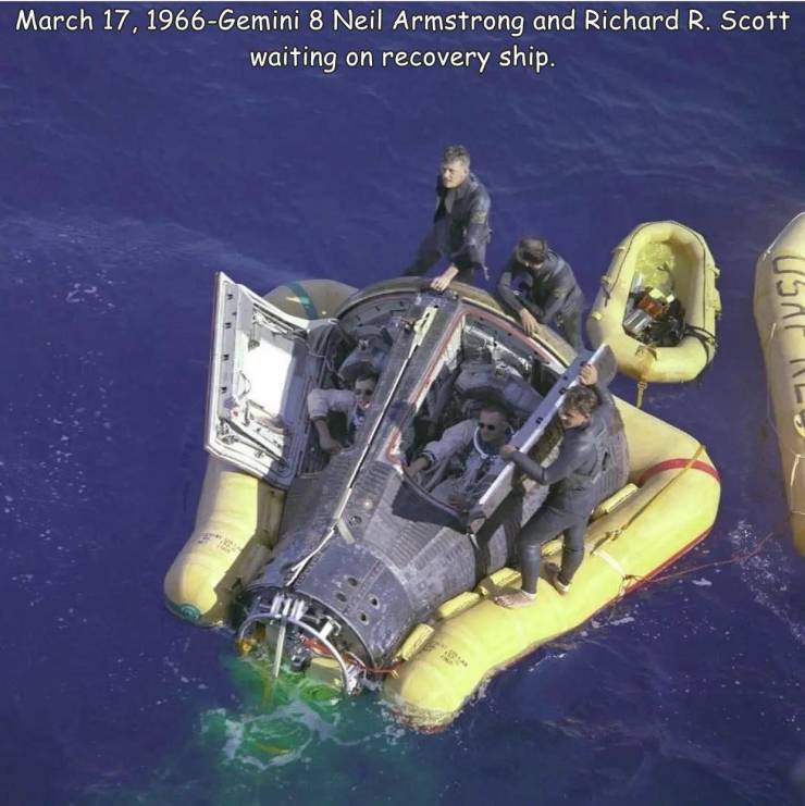 fun pics - randoms - gemini 8 mission - Gemini 8 Neil Armstrong and Richard R. Scott waiting on recovery ship. 1510