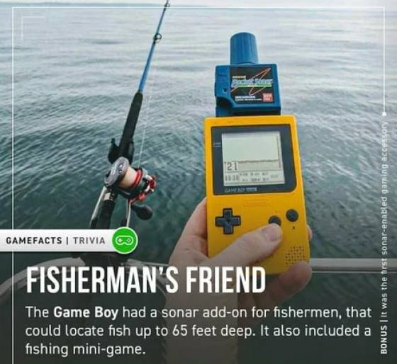 epic photos - game boy accessories - 21 Games Gamefacts | Trivia Bonus It was the first sonarenabled gaming accessory Fisherman'S Friend The Game Boy had a sonar addon for fishermen, that could locate fish up to 65 feet deep. It also included a fishing mi