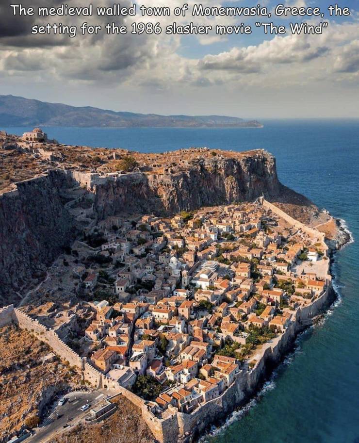 epic photos - coast - The medieval walled town of Monemvasia, Greece, the setting for the 1986 slasher movie "The Wind"