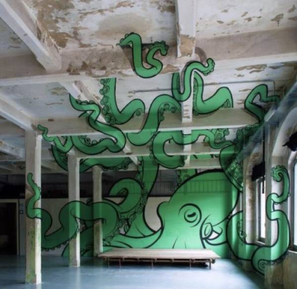 cool and funny pics - oktopus graffiti -