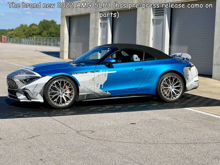 cool and funny pics - personal luxury car - The brand new 2022 Amg SL63 has prepress release camo on parts.