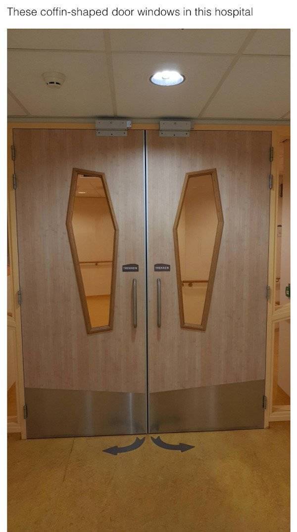awesome images - cool photos - floor - These coffinshaped door windows in this hospital Trekkin Theren