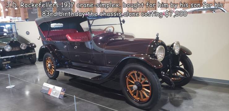 antique car - J.D. Rockefellers 1917 cranesimplex, bought for him by his son for his 83rd birthday the chassis alone costing $7,000 Son Create