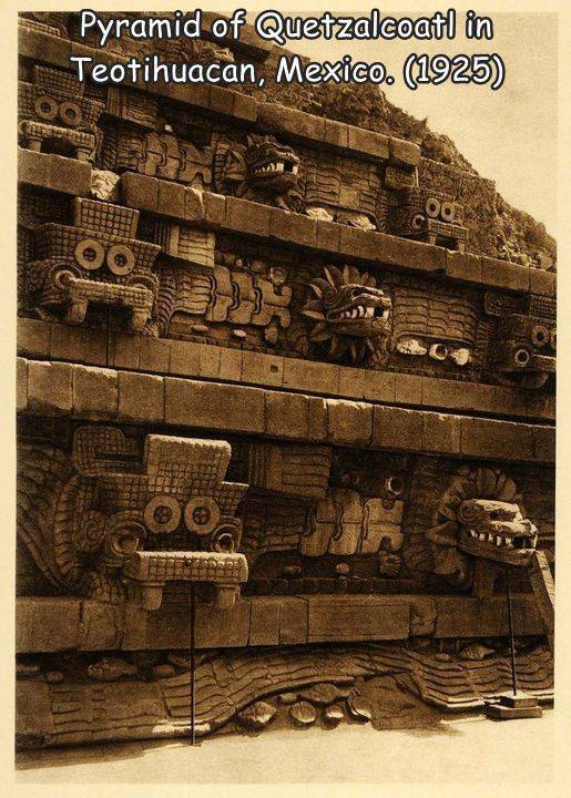archaeological site - Pyramid of Quetzalcoatl in Teotihuacan, Mexico. 1925 Oor oo