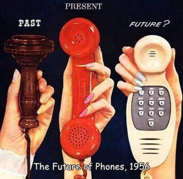 1940s future predictions - Present Past Future ? Der Pedid 0 Did Id The Future of Phones, 1956