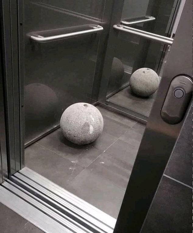 fun randoms - cool stuff - aye who left this rock in my apartment complex elevator