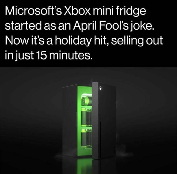 funny photos - fun randoms - multimedia - Microsoft's Xbox mini fridge started as an April Fool's joke. Now it's a holiday hit, selling out in just 15 minutes.