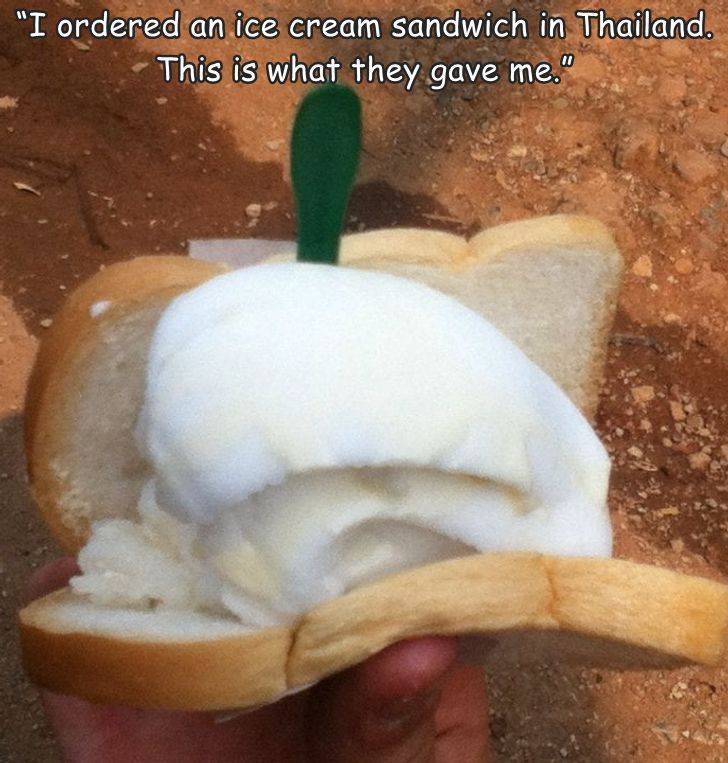 random pics - Ice cream - "I ordered an ice cream sandwich in Thailand. This is what they gave me."