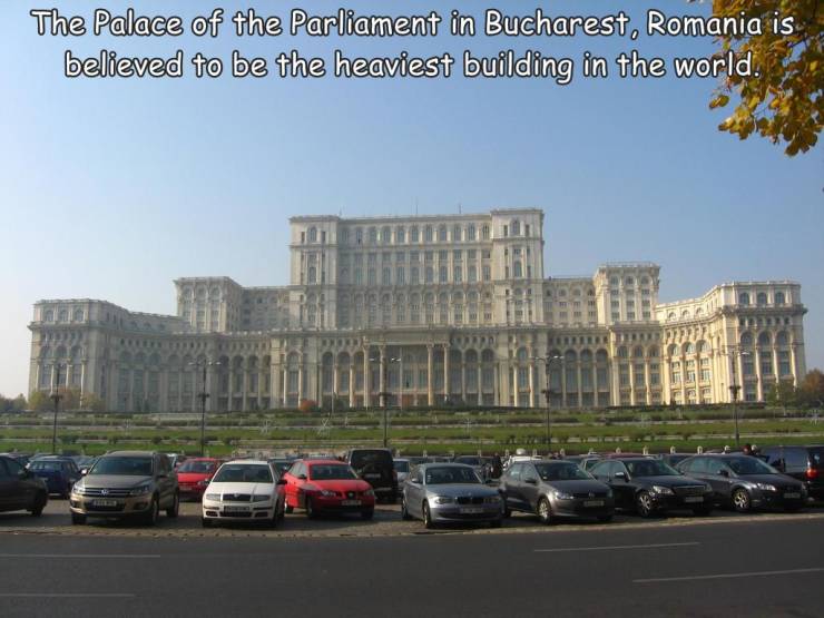 funny photos - king mihai i park - The Palace of the Parliament in Bucharest, Romania is believed to be the heaviest building in the world.