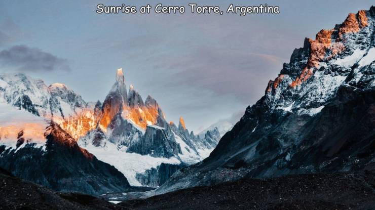 funny photos - cerro torre - Sunrise at Cerro Torre, Argentina