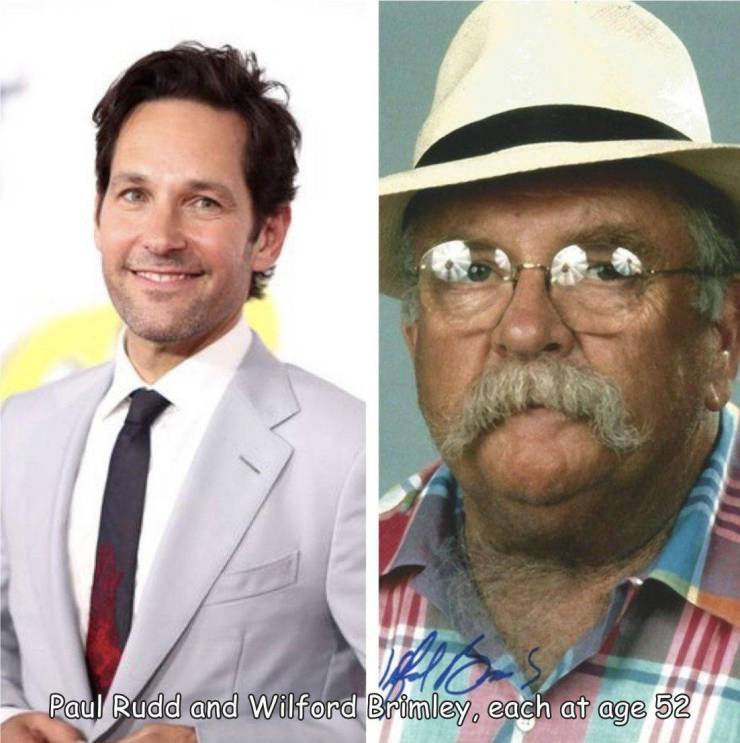 funny photos - wilford brimley paul rudd - hos Paul Rudd and Wilford Bromley, each at age 52