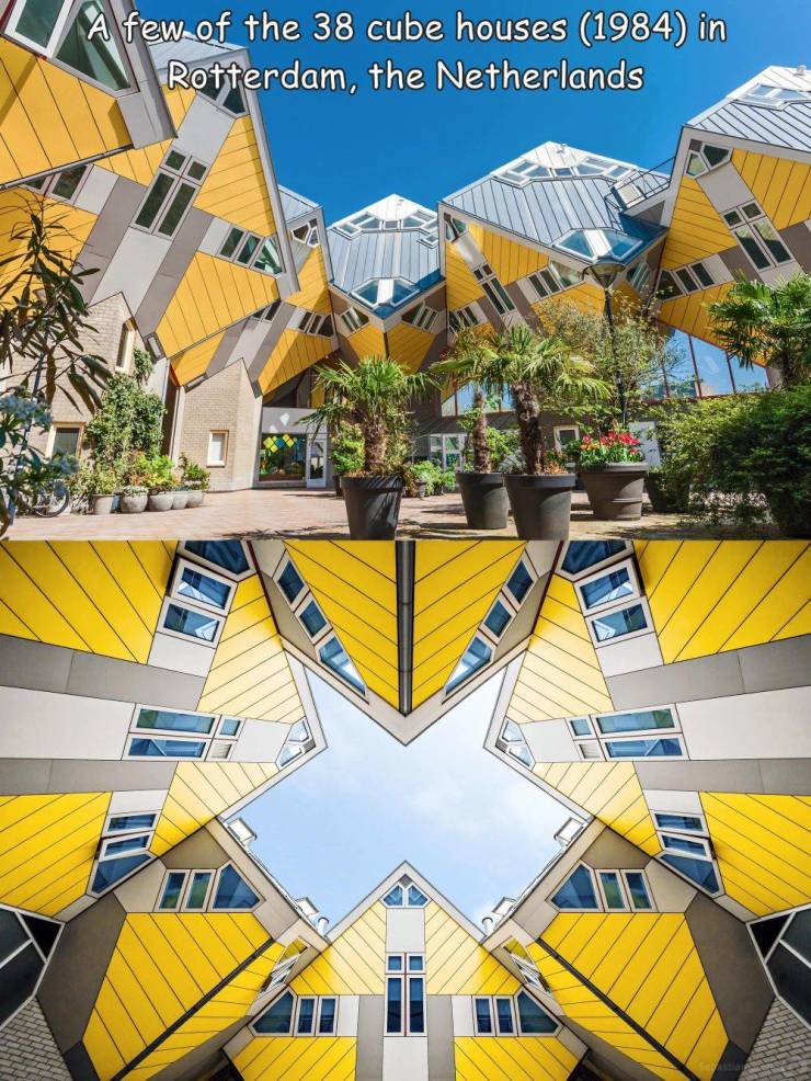 fun randoms - cool pics - cube houses - A few of the 38 cube houses 1984 in Rotterdam, the Netherlands M 1