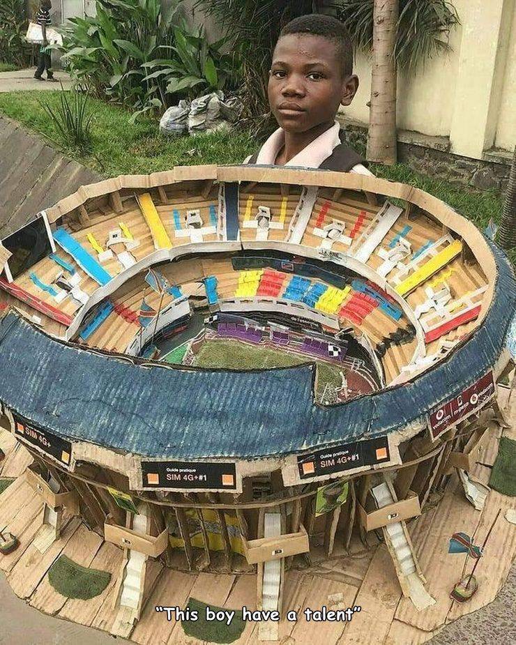 cool random pics - cardboard stadium model - i Suga Ole Sim 4G Ouder Sim 4G "This boy have a talento