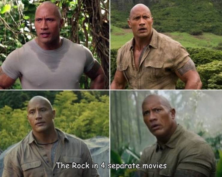 fun randoms - funny photos - journey 2 the mysterious island - The Rock in 4 separate movies