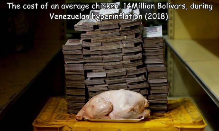 fun randoms - funny photos - venezuela currency crisis - The cost of an average chicken, 14 Million Bolivars, during Venezuelan hyperinflation 2018.