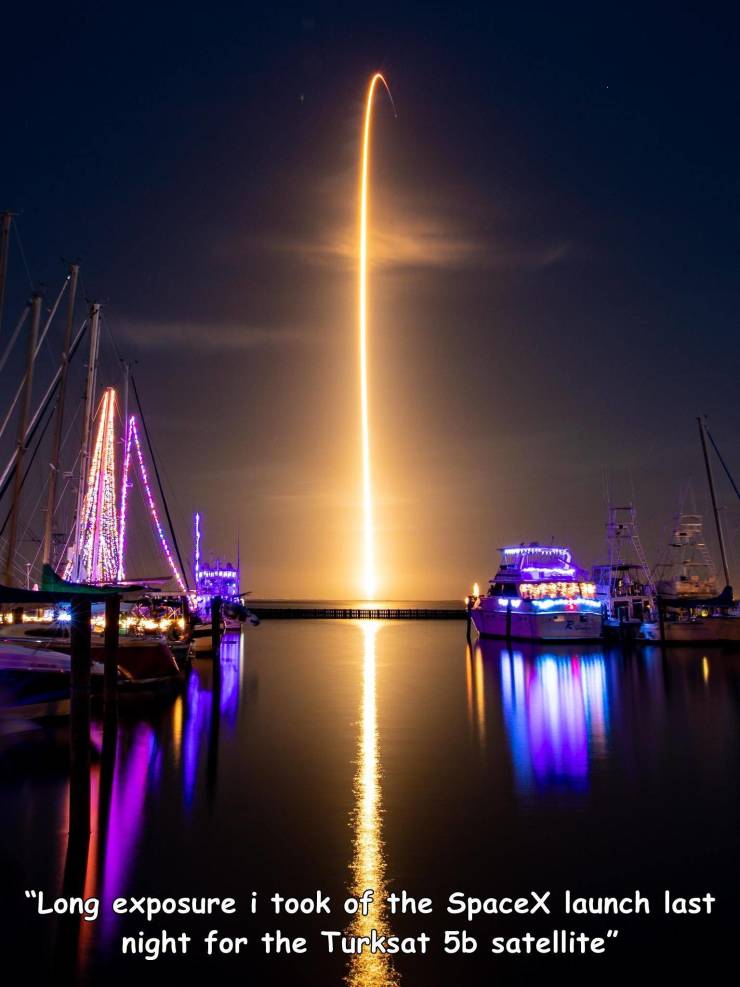 reflection - Long exposure i took of the SpaceX launch last night for the Turksat 5b satellite"